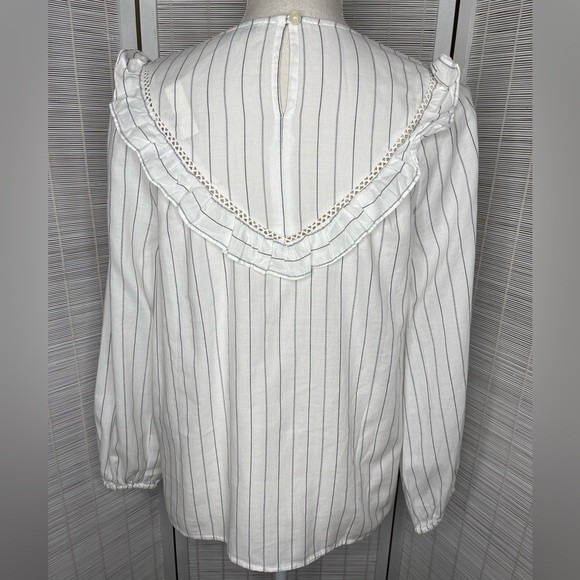 Madewell Ruffle Yoke Prairie Top Pinstripe Size S New with Tags - Picture 4 of 9